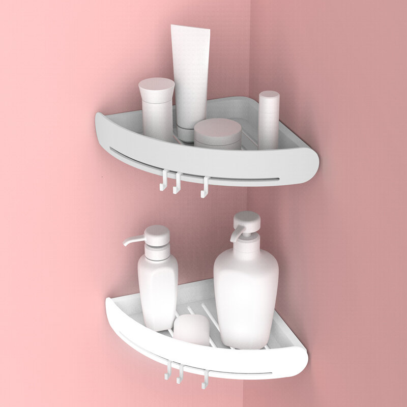 Étagère d'angle en plastique pour salle de bain, organisateur, caddie à pression, rangement de douche, porte-shampoing, suspension murale