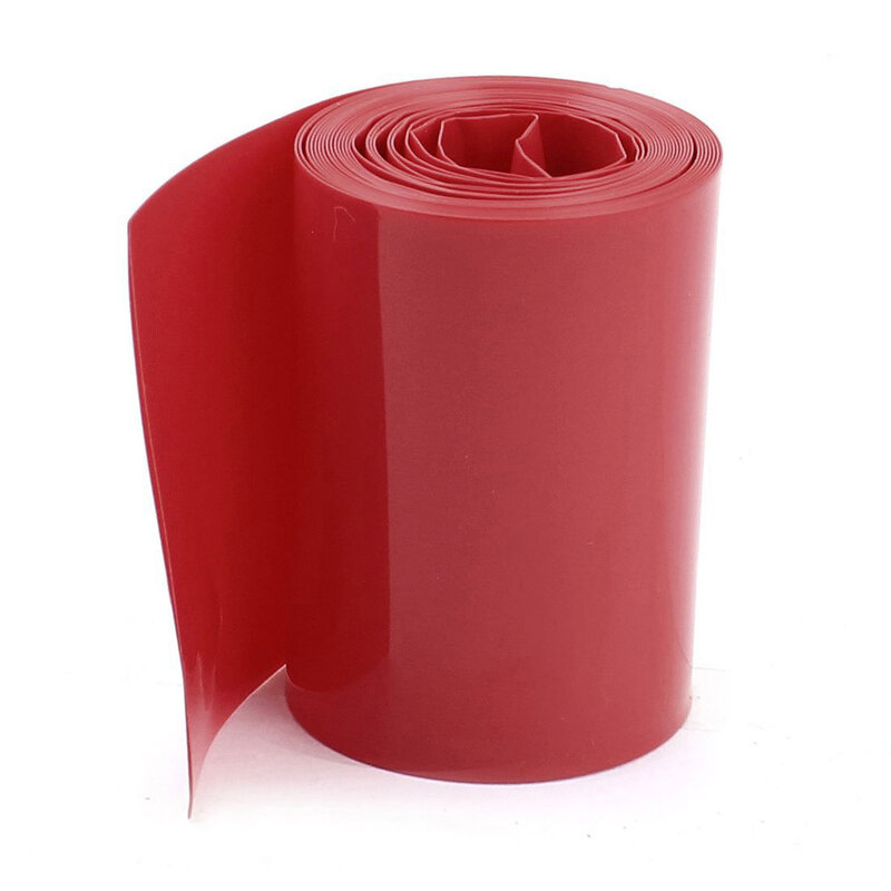 2M 50 millimetri di Larghezza PVC Calore Tubo Termoretraibile Rosso per 2x18650 Batteria