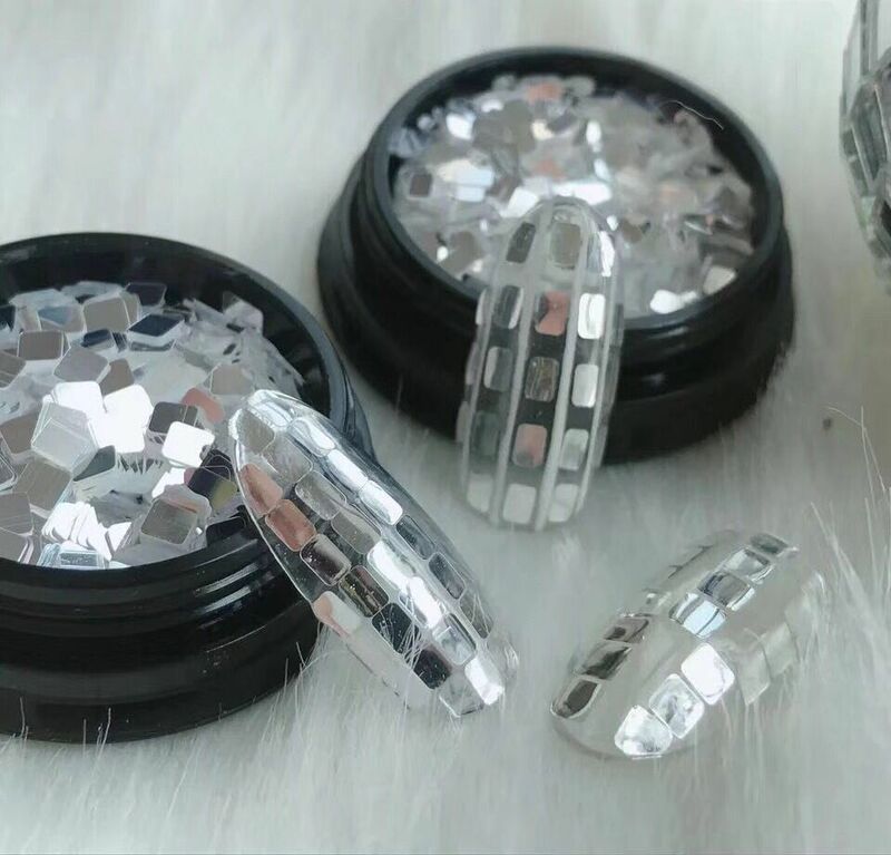 Lentejuelas de uñas cuadradas/rectangulares/tiras de 0,2x3mm, copos de brillo láser de lentejuelas plateadas para decoración de uñas, 1 pieza, DDT555