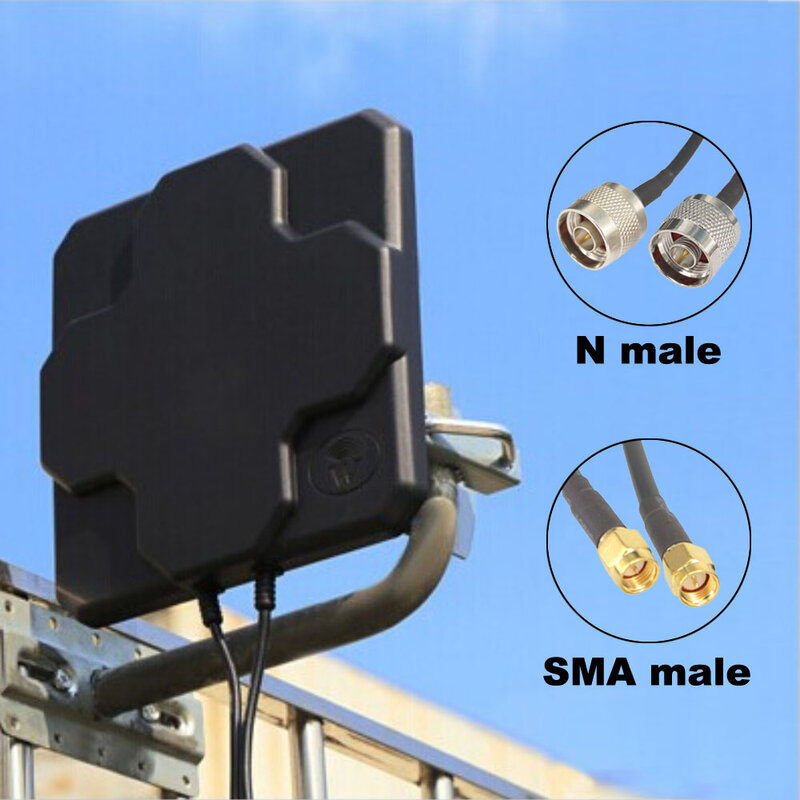 2 * 22dBi extérieur 4G LTE MIMO Antenne double panneau de polarisation Antenne externe directionnelle N mâle/N femelle/SMA mâle 30cm câble