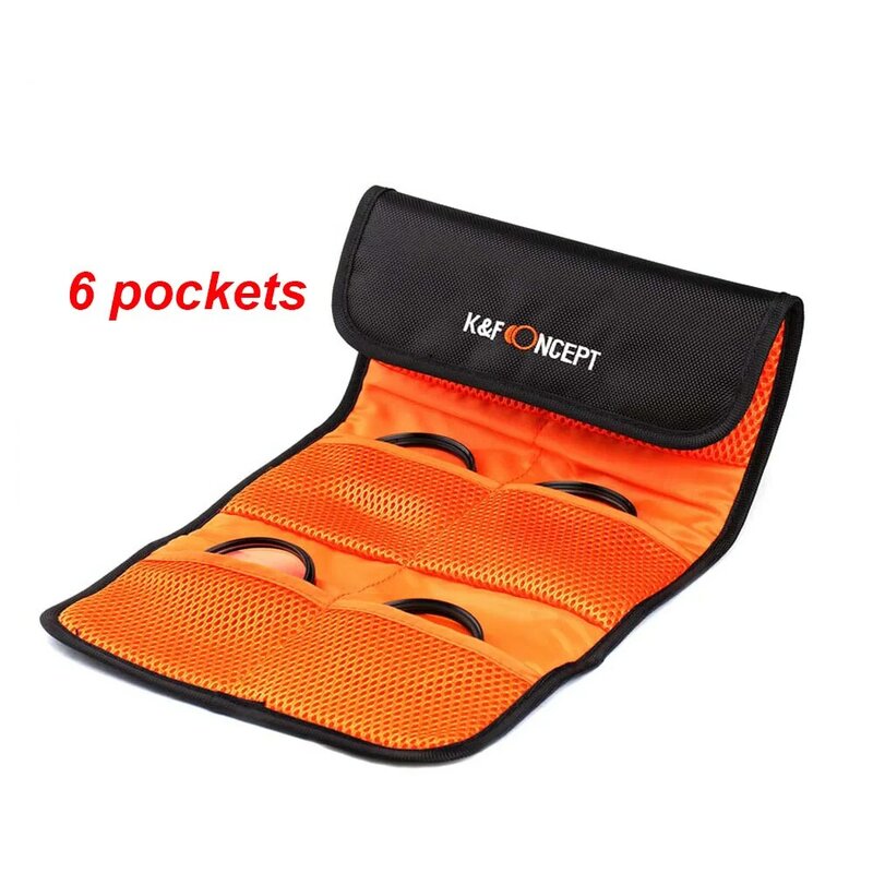 K&F CONCEPT Lens Filter Wallet Case 3/4/6 Pockets Bag for 49mm 52mm 55mm 58mm 62mm 67mm 72mm 77mm UV CPL FLD filter Holder Pouch
