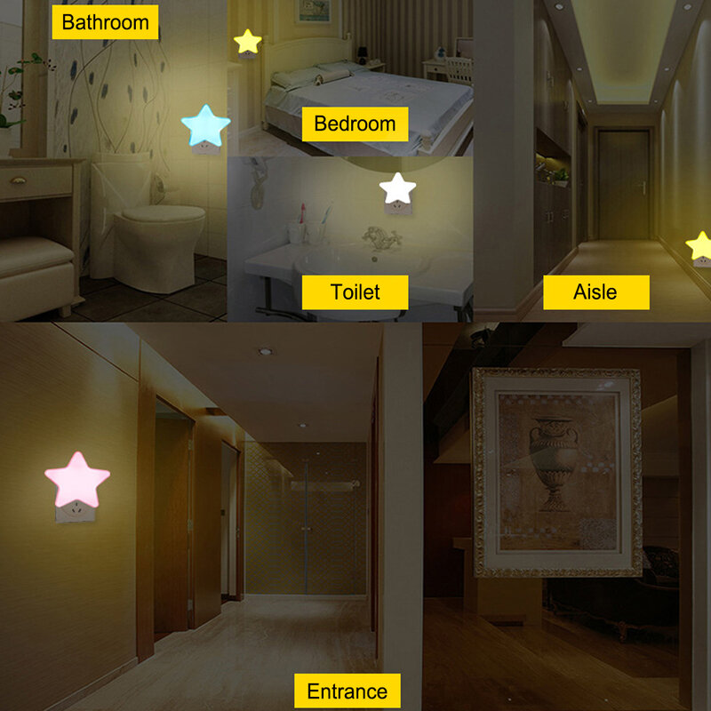 ITimo-스타 나이트 라이트 플러그인 벽 램프, 홈 조명, 소켓 램프, 어린이 방 장식, EU 플러그 조명 제어