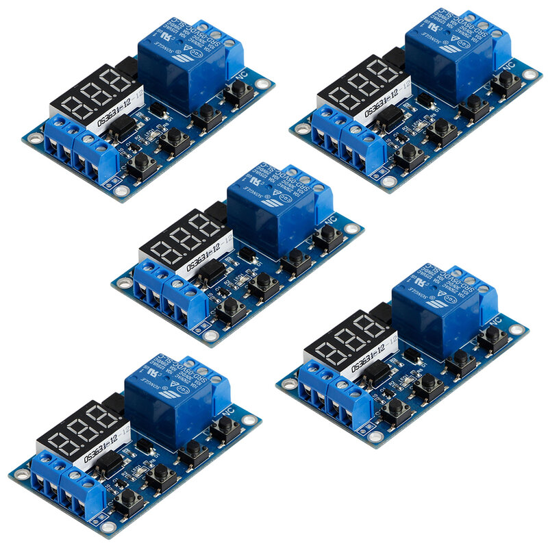Switch módulo de relé de 6-30v, 5 tamanhos diferentes, temporizador de circuito de atraso, ciclo ajustável, fz0559a