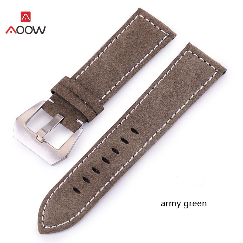 AOOW, correa de reloj de cuero mate hecha a mano para hombres y mujeres, 18mm, 20mm, 22mm, 24mm, cinturones con hebilla de acero inoxidable, correa de reloj de alta calidad