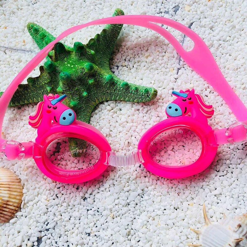 Gafas de natación transparentes de silicona para niños con forma de unicornio, gafas impermeables antiniebla para piscinas