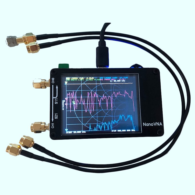Nanovna analisador de rede de vetor, tela de toque digital mf hf vhf uhf 50khz-900mhz antena analisador carregável