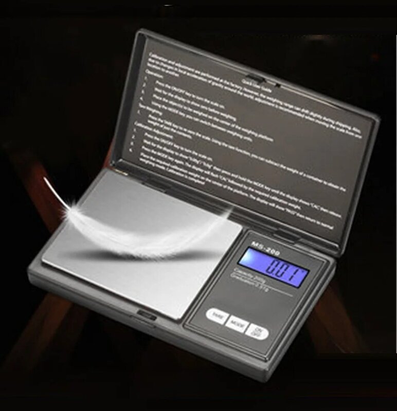 Balance de cuisine numérique de haute précision, de poche, électronique, avec affichage LCD, pour poids en grammes ou bijoux de 200 g/500 g x 0,01g