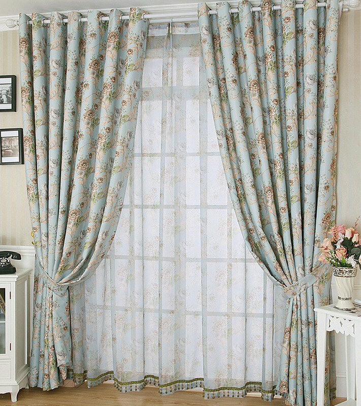 Rústico janela cortinas para sala de estar/quarto cortinas blackout tratamento janela/cortinas decoração casa tulipa/folhas/padrão floral