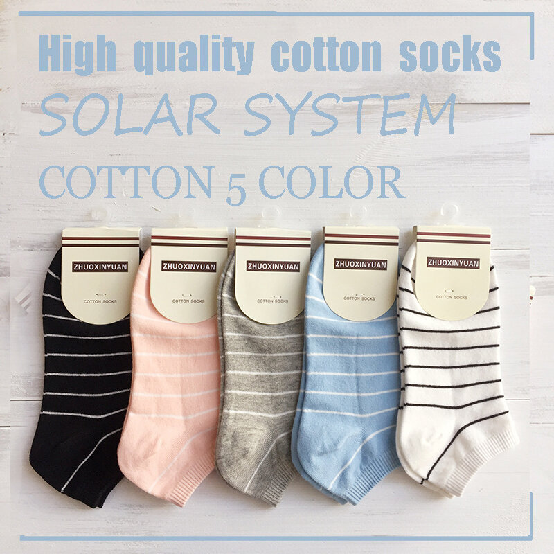 Bốn Mùa Nữ Sọc Low-Cut Sock 4 Mùa Vô Hình Thể Thao Thuyền Tất Dễ Thương Nhanh Khô Cotton Chải Kỹ tất