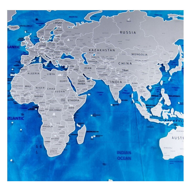 Waterproof Scratch Close Map World Map Best Decoration School Office Stationery
