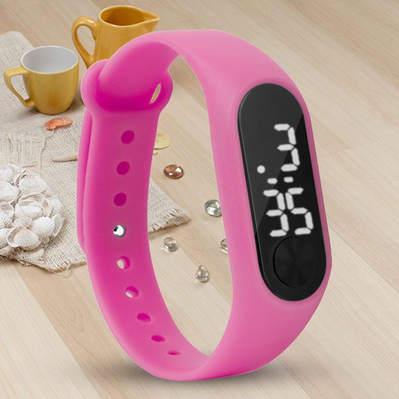 Pria Kasual Fashion Elektronik Digital Watch LED Cermin Karet Gelang Watch