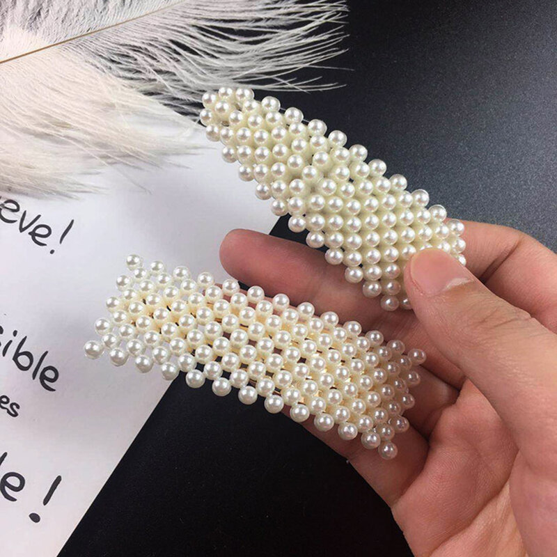 Clip de perla para el cabello de moda para mujer elegante diseño coreano hecho a mano flor de perla horquilla de barra Accesorios para peinados BJWR1 