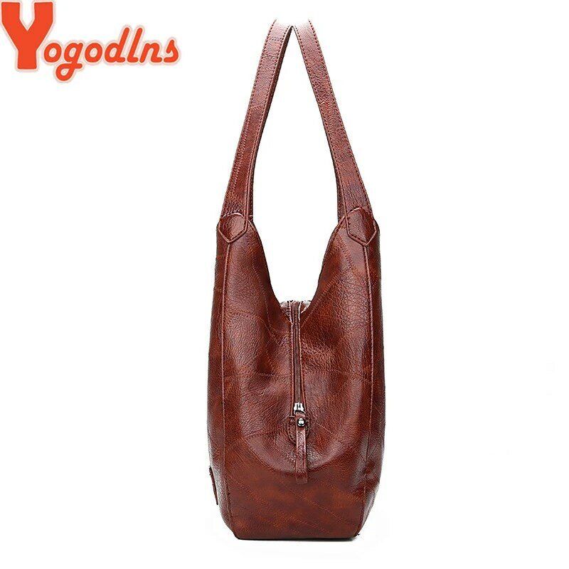 Yogodlns Vintage ผู้หญิงกระเป๋าออกแบบกระเป๋าถือผู้หญิงไหล่หญิง Top-Handle กระเป๋าแฟชั่น