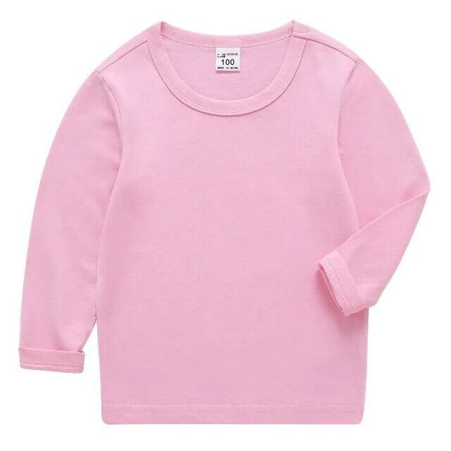 Camisetas de manga larga para niños y niñas, ropa de algodón, colores puros, 7060 05