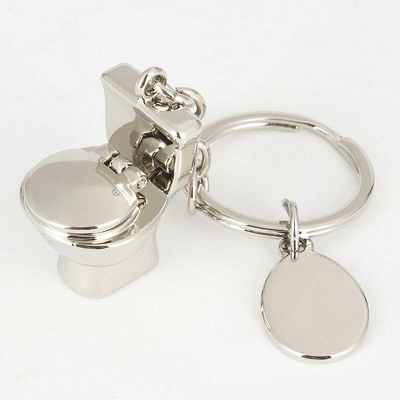 Mini Toilet Key Ring Chain Classic 3D Keychain Bathroom Cute Creative Gift trinket