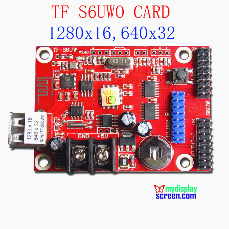 Cartão led colorido/com suporte usb, tamanho de controle 640*32;1280*16, controle monochrom