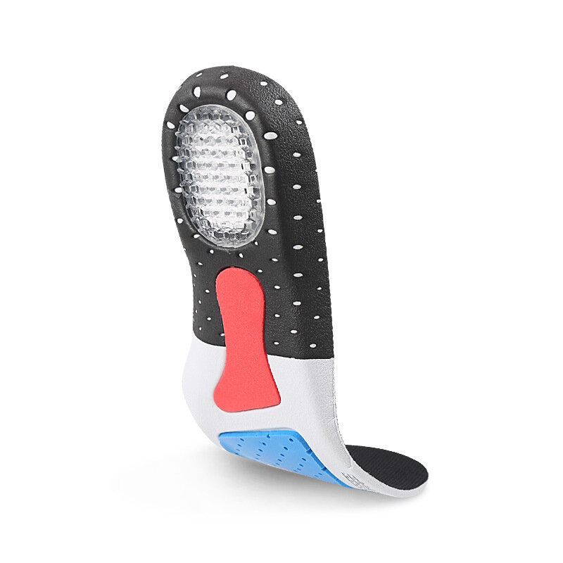 Palmilha de arco com luz unissex, palmilha de silicone absorvente de choque para sapatos, antiderrapante