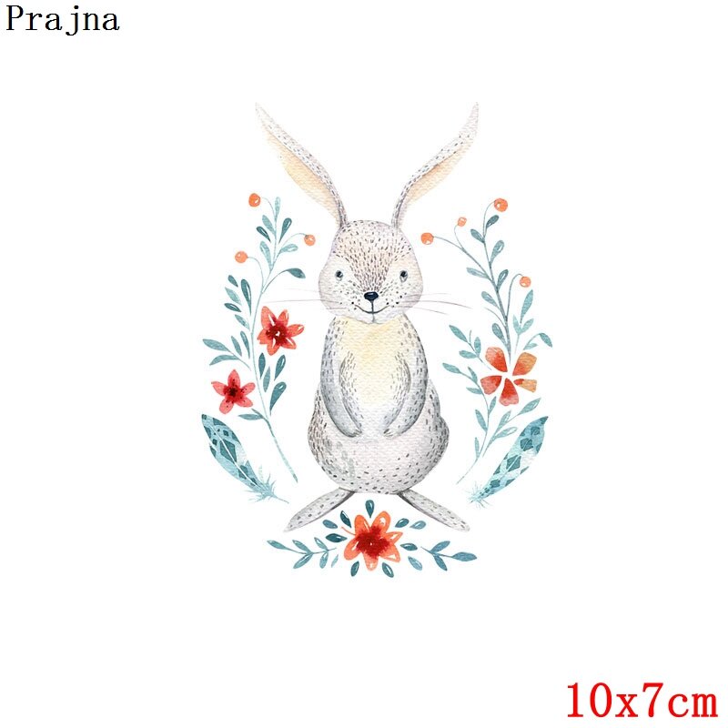 Prajna-ملصق فينيل لنقل الحرارة ، حيوان الغابة ، رسوم متحركة ، أرنب ، غزال ، لطيف ، ملابس أطفال ، DIY ، تي شيرت