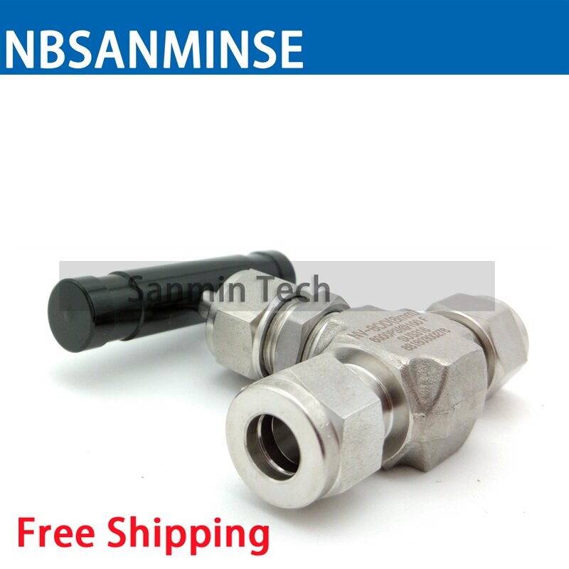 NV Mini Needle Valve Tube End Pipe Valve Pin Stainless Steel Valve 6000 Psi Air Water for Lab Food Clean environment NBSANMINSE