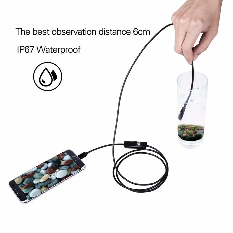 Cámara endoscópica impermeable para teléfono y PC, boroscopio con lente USB OTG Snake Android de 1/1, 5/2m, 5,5mm, IP67, 6 led, tubo de inspección