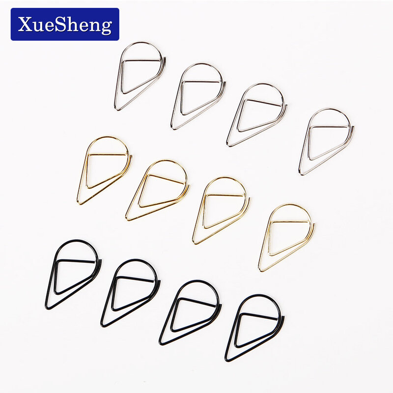 10 PCS/Set Metal Material Drop Shape Paper Clips Gold Silver Color Funny Kawaii Bookmark Office School Stationery Marking Clips