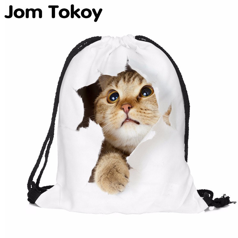 고양이 탈출 3D 인쇄 여성 클래식 영원히 브랜드 mochila escolar 남자 가방 여행 mochilas 배낭 drawstring 가방