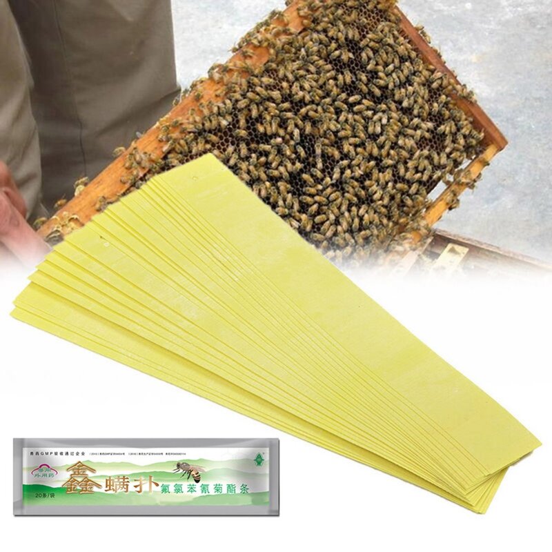 20 unids/pack 20 fluvalinato tiras ManPuLik ácaro Varroa instantánea asesino acaricida medicina Bee Mite de