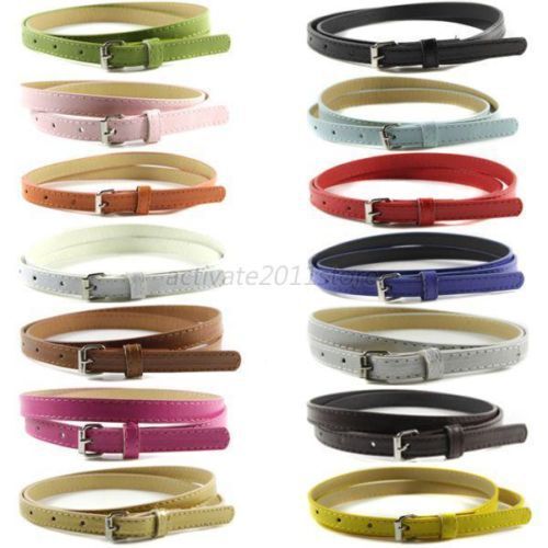 Women's Faux Leather Thin Waistband Sweet Girls Belt Strap Adjustable