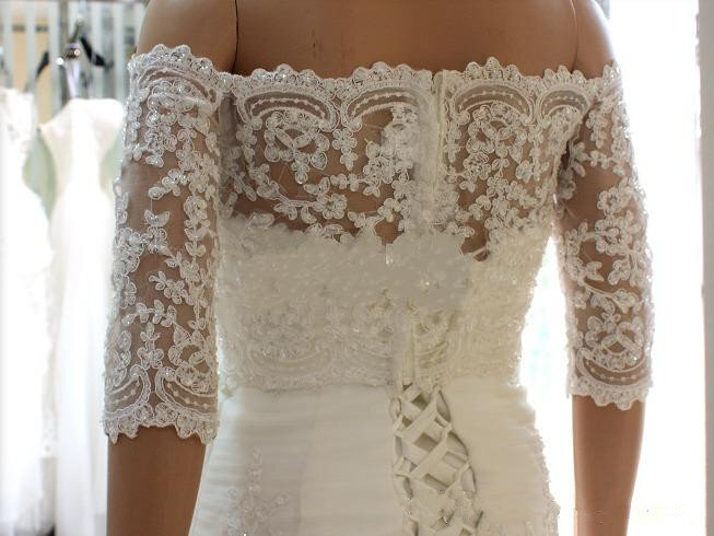 Handmade Bateau Lace Bridal Bolero Shawl Half Sleeves Classic Lace Bridal Jacket Wrap Wedding Accessory Custom Size