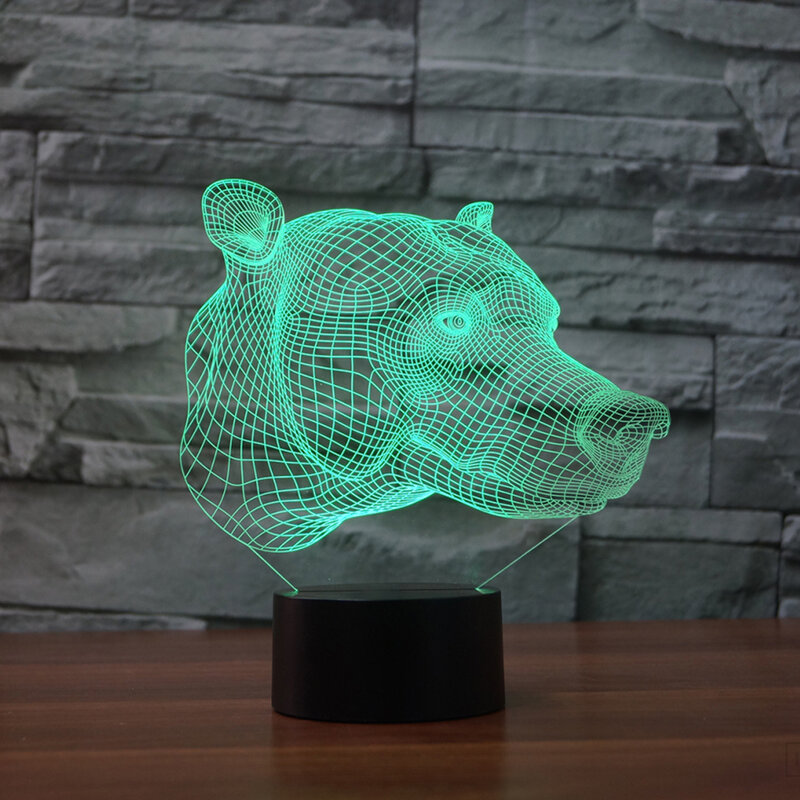 Luz LED nocturna 3D para niños, iluminación decorativa de animales, lámpara de mesa acrílica con cambio de 7 colores para decoración del hogar, juguetes de regalo