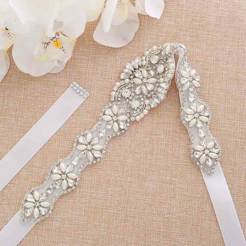MOLANS New Style Luxurious Hand-sewn Crystal Diamond Bride Belts Accessories Solid Floral Pattern Appliques Female Waistbands