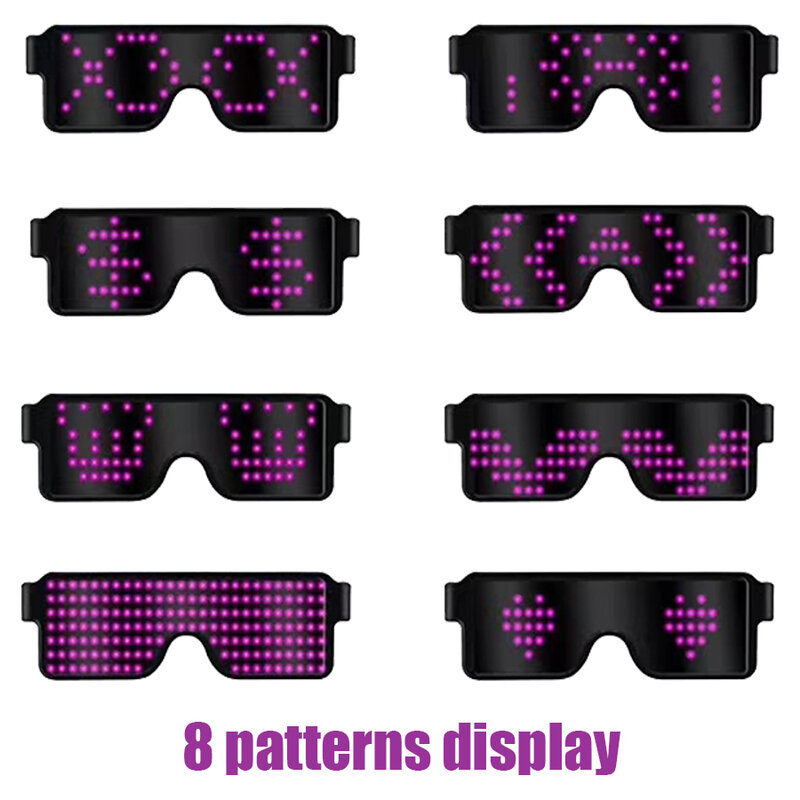 New Dropshipping Quick Flash Animation Neon Led Party Glasses USB charge DJ Luminous Glasses Christmas Concert light kids Toys