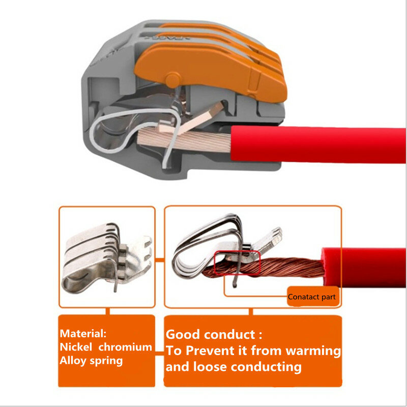 Conector de empalme compacto de alambre, combo de cable 30pcsX2P 20pcsx 3P 10pcsX5P, 60 uds.
