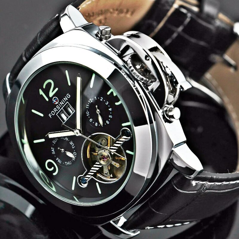 Forsining 2018 automatyczny zegarek mężczyźni data tydzień Erkek Kol Saati zegarki męskie Tourbillon klasyczny zegarek wodoodporny Relogio Masculino