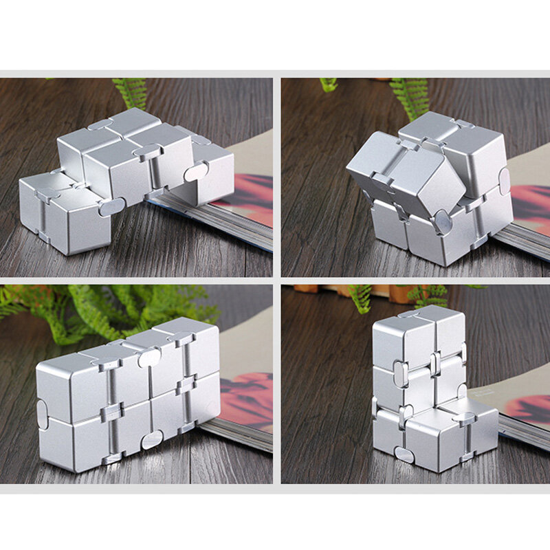 Stress Relief Toy Premium Metal Infinity Cube Portable Decompresses Relax Toys for Adults Men Women