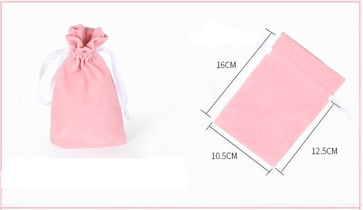 Grande tamanho grande rosa/prata cinza grande engrossar sacos de veludo para maquiagem saco festa de natal sacos de embalagem cordão presente bolsa