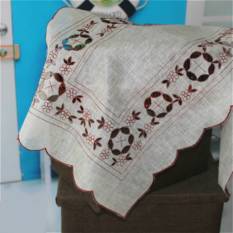 Tapete de algodão estilo europeu, tecido simples, bordado, com renda de mesa, para decoração de natal do restaurante, cozinha, preço especial