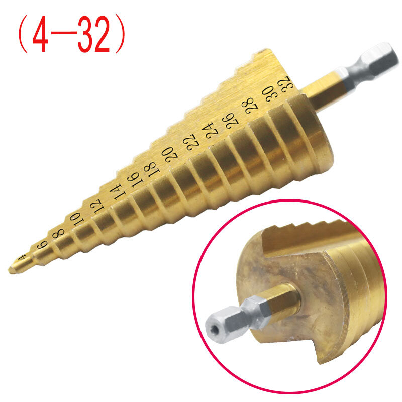 3Pcs HSS Step drill bit set Titanium drill bit Set Drill hole 4-32mm 4-20mm 4-12mm