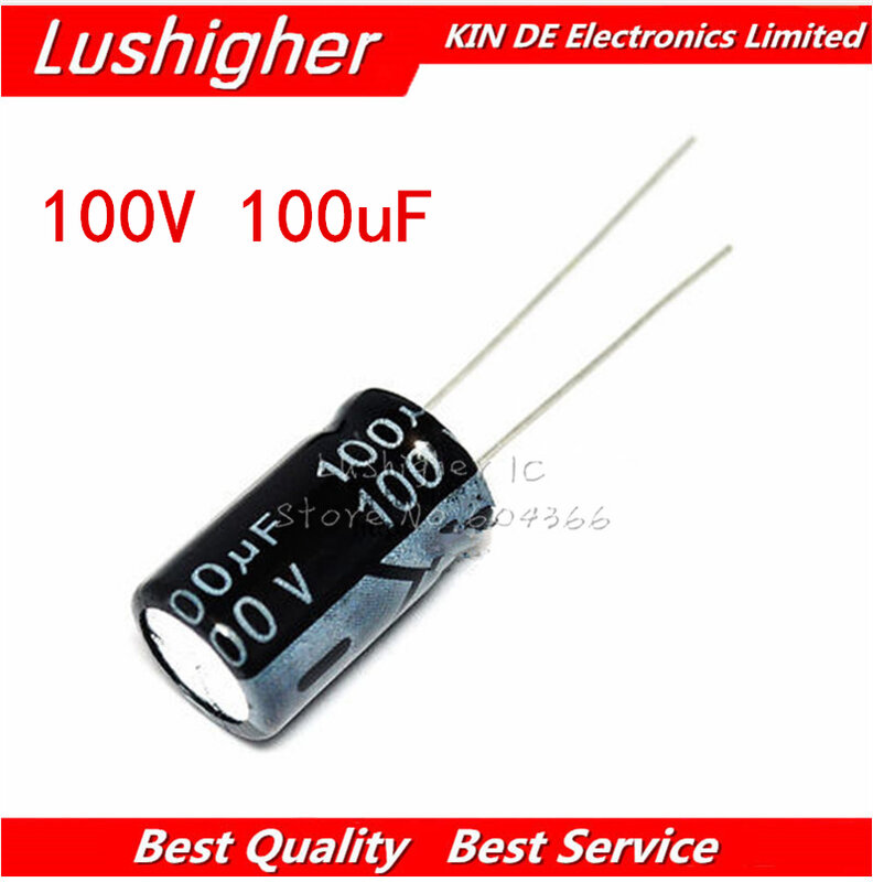 20PCS 100V100UF 10*17mm 100V 100UF 10x17 mm Aluminum Electrolytic Capacitor DIP