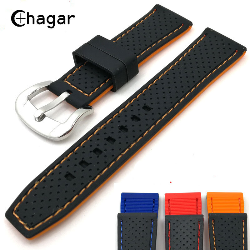 20mm 22mm 24mm Colorful Soft Silicone Watch Band waterproof Rubber Sport Divingwatch straps Bracelet Universal wacth Accessories