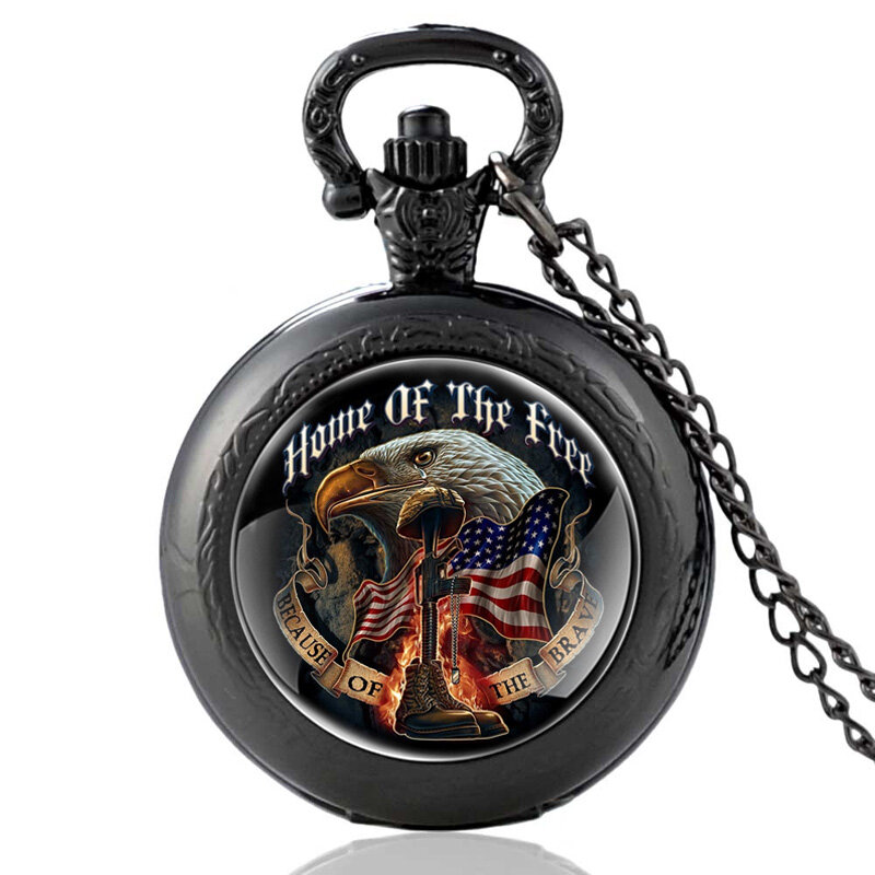 ساعة جيب كوارتز كلاسيكية للرجال والنساء ، طراز عتيق ، برونزية ، جيش الولايات المتحدة الأمريكية ، قلادة ، هدايا