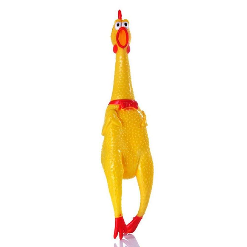 Yellow Rubber Pet Dog Puppy Toy Squawking Screaming Shrilling Rubber Chicken
