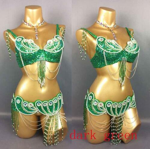 Costume de danse du ventre pour femmes, soutien-gorge + ceinture 2, toutes tailles, 34/36/38/40/42 B/C/D/DD TF2152