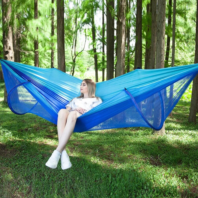 Automatic unfolding ultralight parachute hammock hunting mosquito net double lifting outdoor furniture hammock 250X120CM