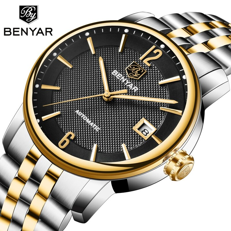 BENYAR-reloj deportivo de lujo para hombre, cronógrafo de cuarzo, de acero inoxidable, militar, nuevo, 2017