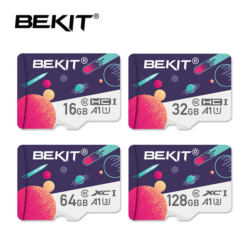 بطاقة ذاكرة Bekit 16gb 32gb 64gb 128gb 256gb Class10 TF بطاقة A1 UHS-3 80 برميل/الثانية 100% بطاقة أصلية للهاتف الذكي والكمبيوتر الجدول