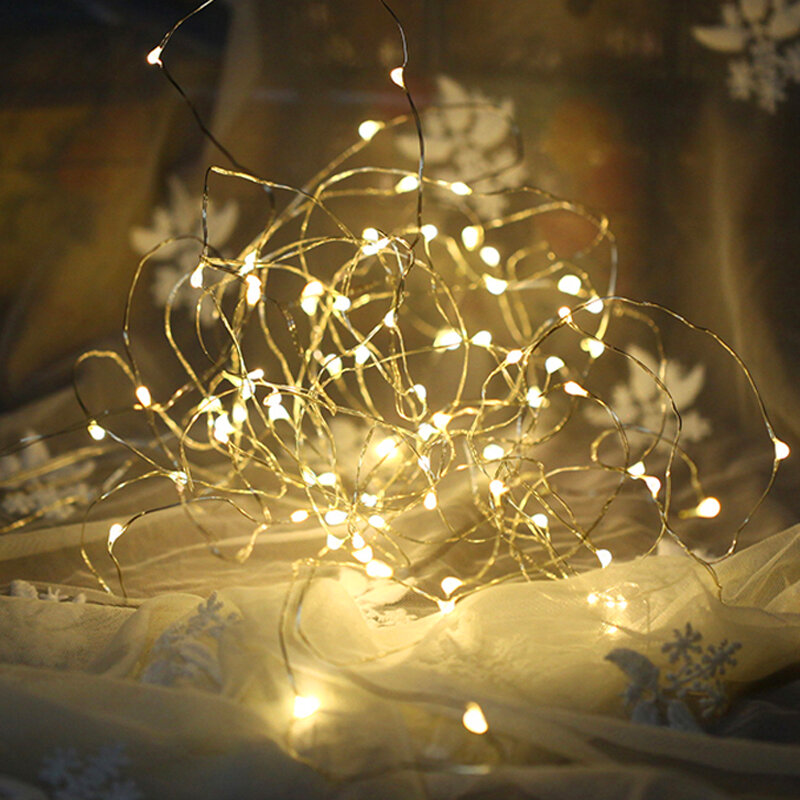 2 メートル 3 メートル 5 メートル LED Silve 線ストリングライト星空ビーズウォームホワイト Diy 装飾ホーム結婚式のクリスマス新年妖精防水花輪