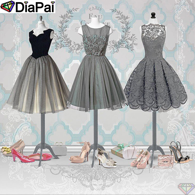 DiaPai 5D DIY เพชรภาพวาด 100% เต็มรูปแบบ/เจาะรอบ "Wedding dress" เพชรเย็บปักถักร้อยข้าม Stitch 3D decor A21549
