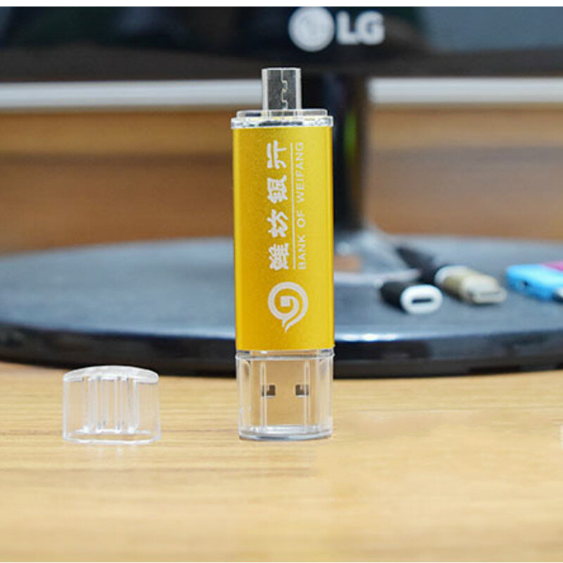 โลโก้โลหะที่กำหนดเอง Multicolor OTG ไดรฟ์ USB แฟลชไดรฟ์ปากกา 4 GB 8 GB 16 GB 32 GB 64 GB pendrive USB2.0 Stick สำหรับโทรศัพท์สมาร์ทโฟ...