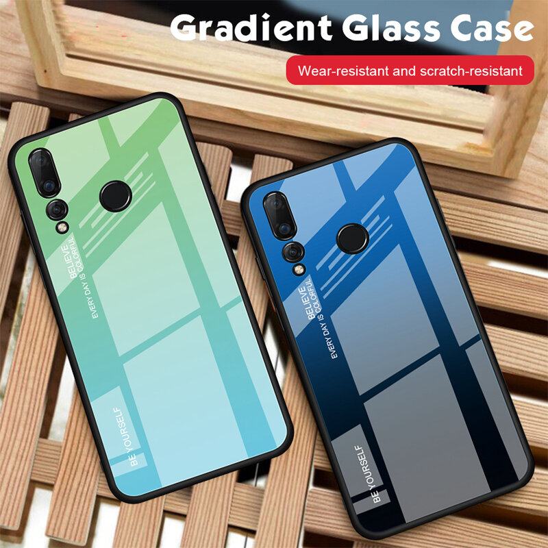 Ultra Thin Glass Phone Case For Huawei Honor 7C 7A Pro 7 A Y5 Y7 Y6 Prime 2018 Y7 Pro 2019 Protective Case Back Cover Coque Capa